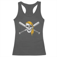 Baseball Pirate Skull Racerback Tank Top Retro Vintage Cross Baseball Bats