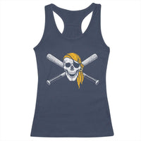 Baseball Pirate Skull Racerback Tank Top Retro Vintage Cross Baseball Bats