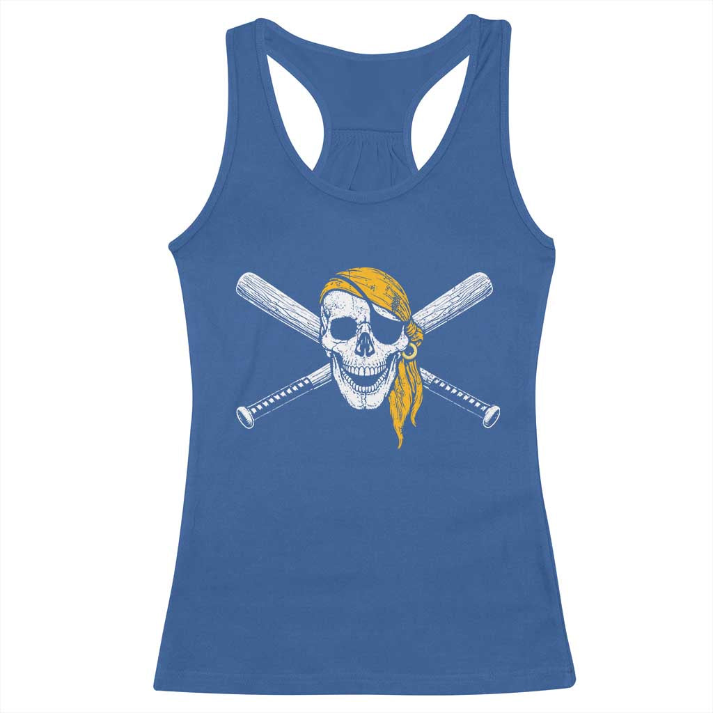 Baseball Pirate Skull Racerback Tank Top Retro Vintage Cross Baseball Bats