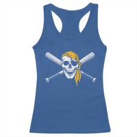 Baseball Pirate Skull Racerback Tank Top Retro Vintage Cross Baseball Bats
