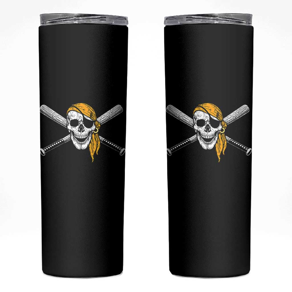 Baseball Pirate Skull Skinny Tumbler Retro Vintage Cross Baseball Bats