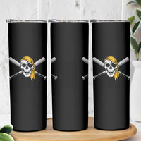 Baseball Pirate Skull Skinny Tumbler Retro Vintage Cross Baseball Bats