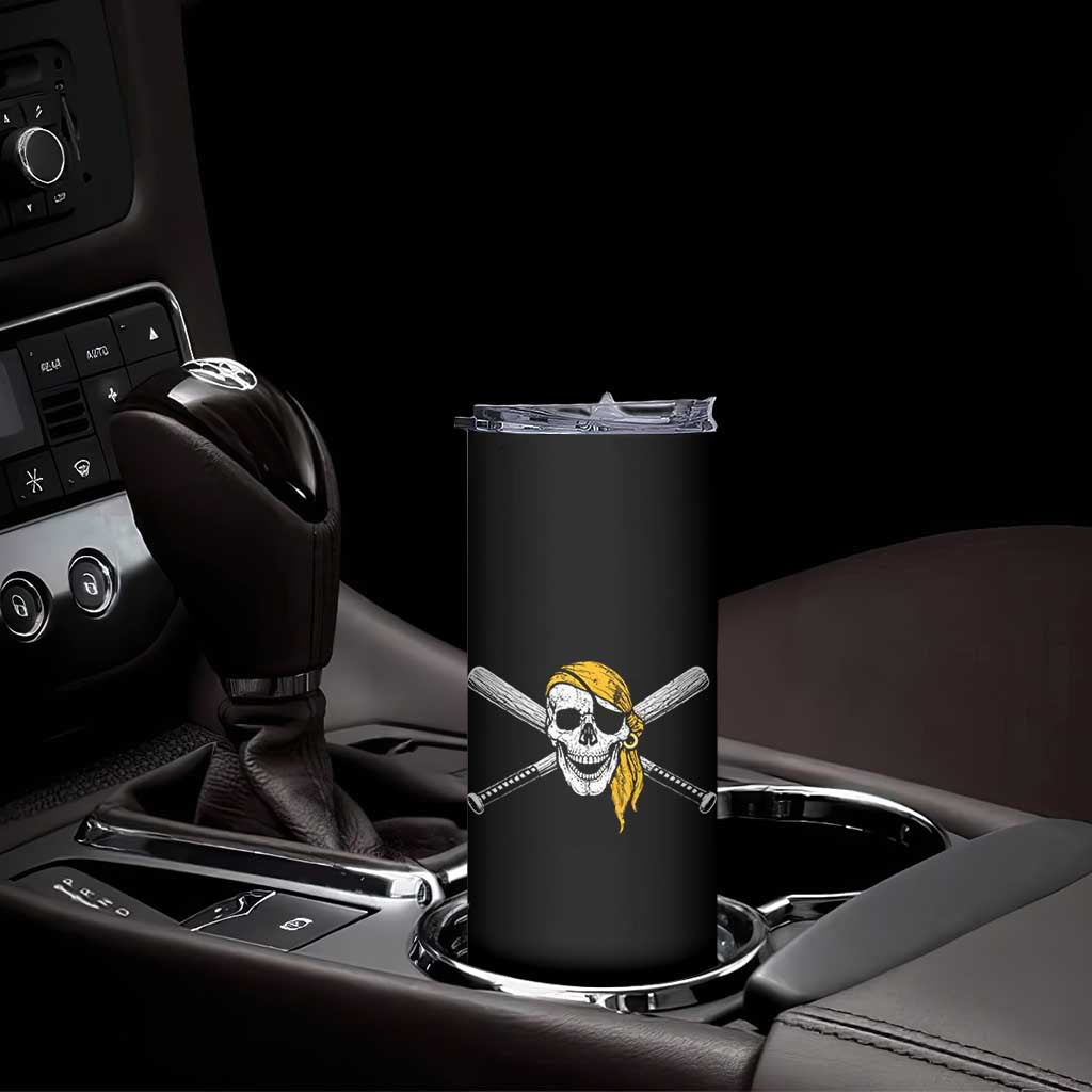 Baseball Pirate Skull Skinny Tumbler Retro Vintage Cross Baseball Bats