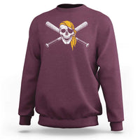 Baseball Pirate Skull Sweatshirt Retro Vintage Cross Baseball Bats