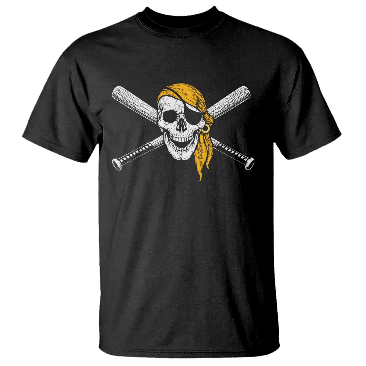 Baseball Pirate Skull T Shirt Retro Vintage Cross Baseball Bats