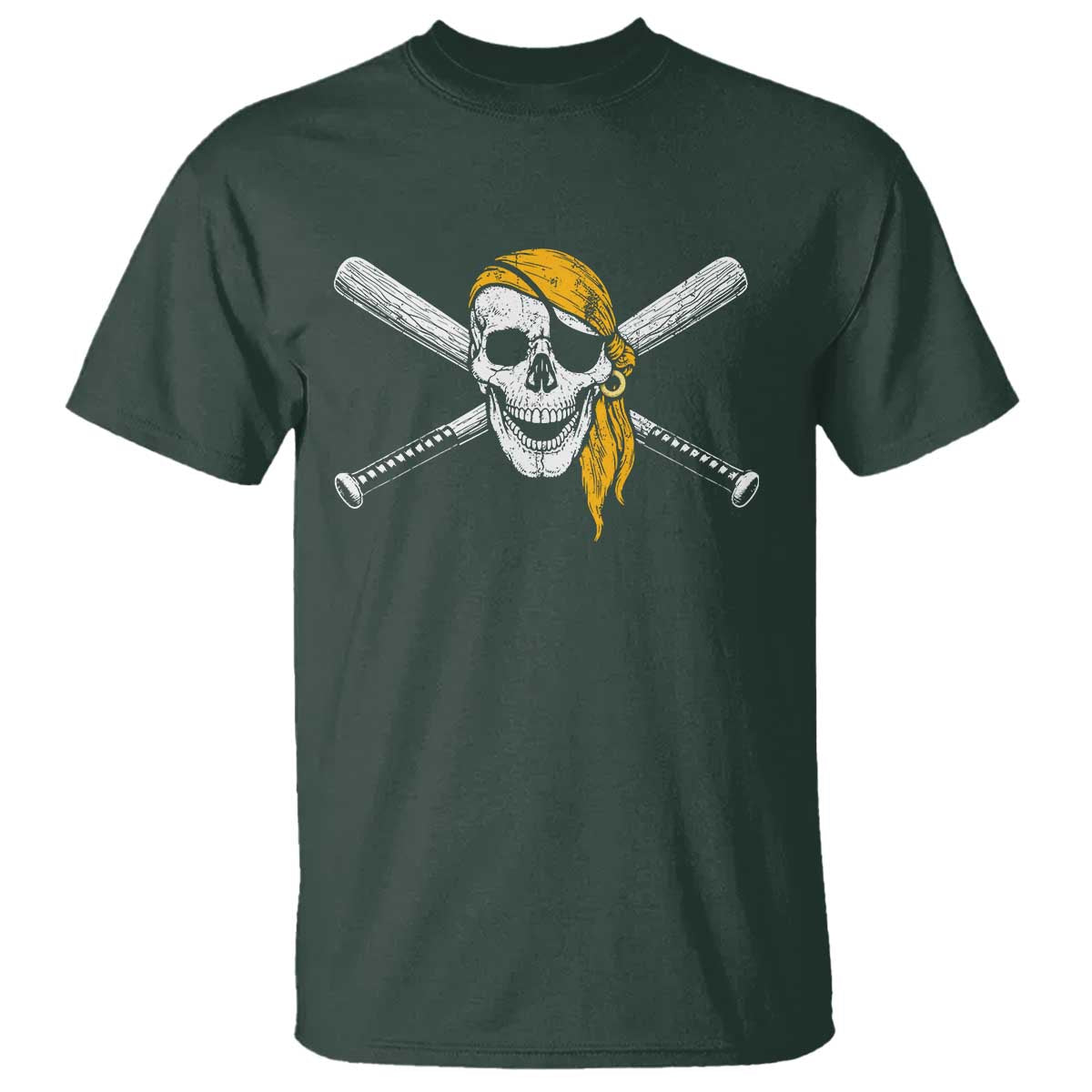 Baseball Pirate Skull T Shirt Retro Vintage Cross Baseball Bats