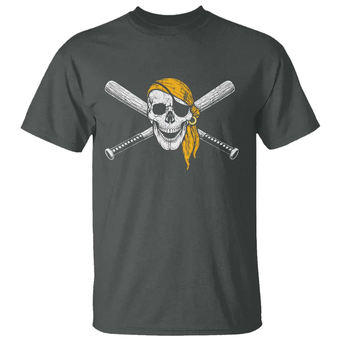 Baseball Pirate Skull T Shirt Retro Vintage Cross Baseball Bats