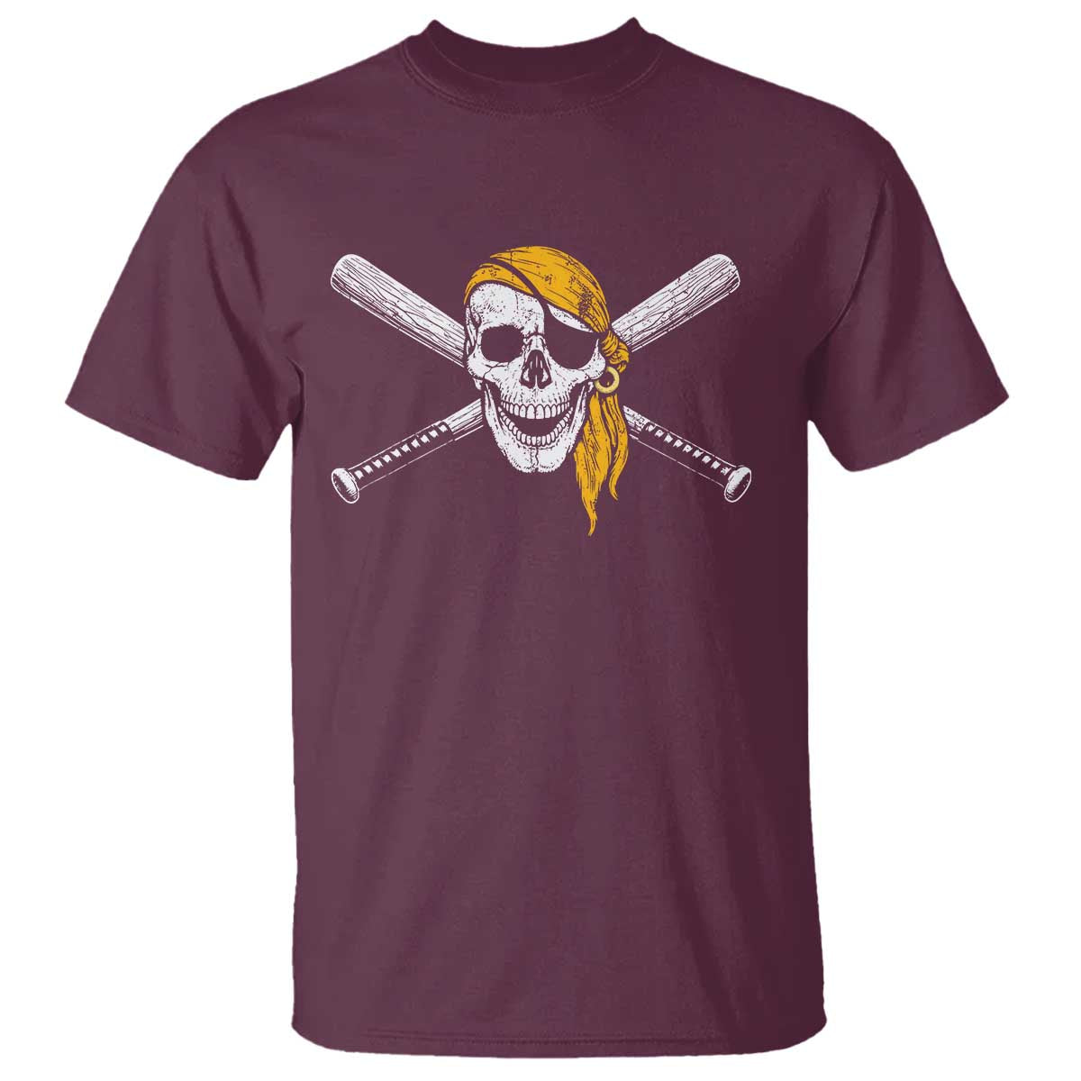 Baseball Pirate Skull T Shirt Retro Vintage Cross Baseball Bats