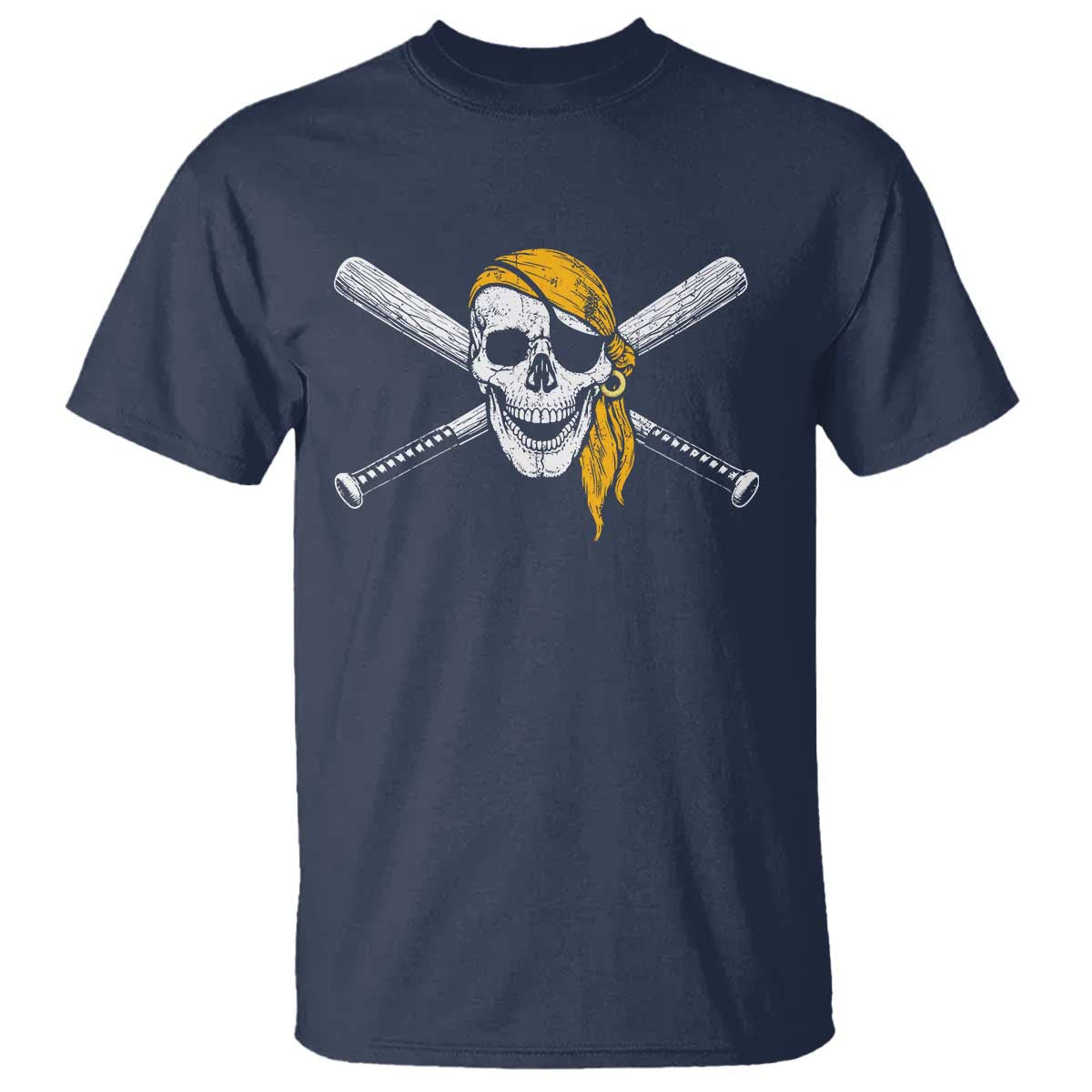 Baseball Pirate Skull T Shirt Retro Vintage Cross Baseball Bats