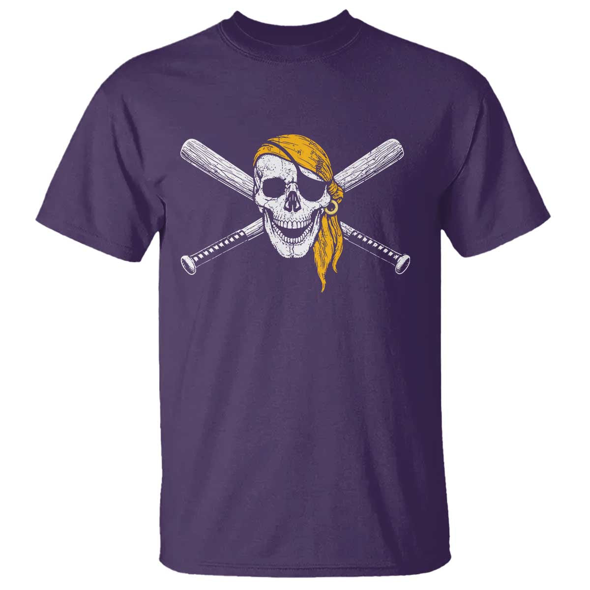 Baseball Pirate Skull T Shirt Retro Vintage Cross Baseball Bats