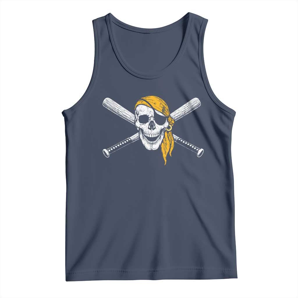 Baseball Pirate Skull Tank Top Retro Vintage Cross Baseball Bats
