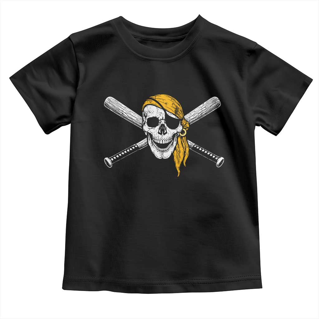 Baseball Pirate Skull Toddler T Shirt Retro Vintage Cross Baseball Bats