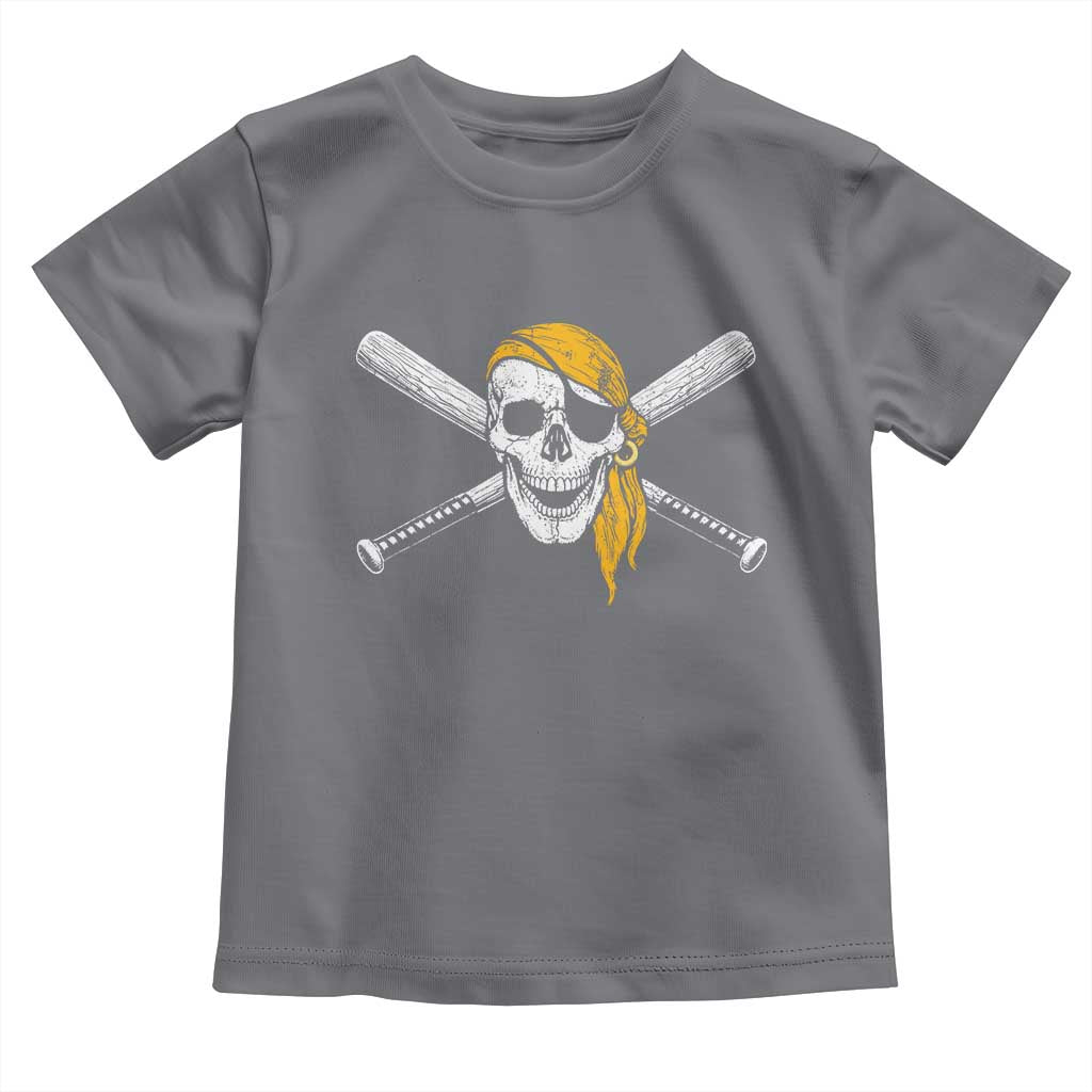 Baseball Pirate Skull Toddler T Shirt Retro Vintage Cross Baseball Bats