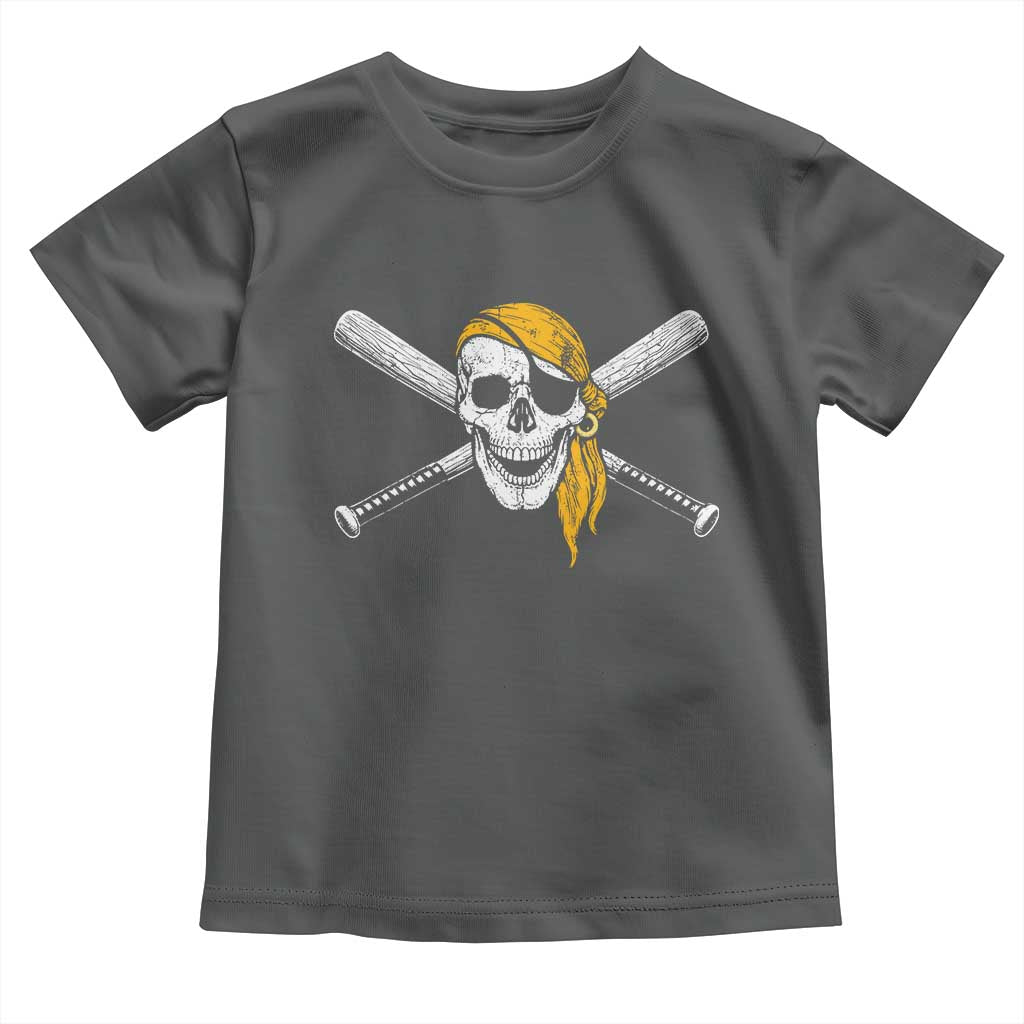 Baseball Pirate Skull Toddler T Shirt Retro Vintage Cross Baseball Bats
