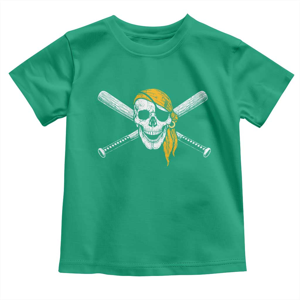 Baseball Pirate Skull Toddler T Shirt Retro Vintage Cross Baseball Bats