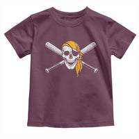 Baseball Pirate Skull Toddler T Shirt Retro Vintage Cross Baseball Bats