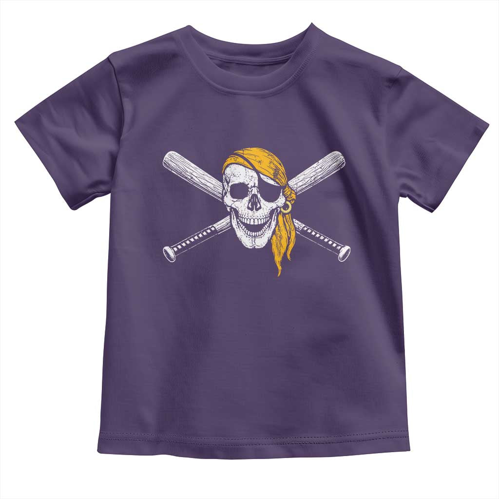 Baseball Pirate Skull Toddler T Shirt Retro Vintage Cross Baseball Bats