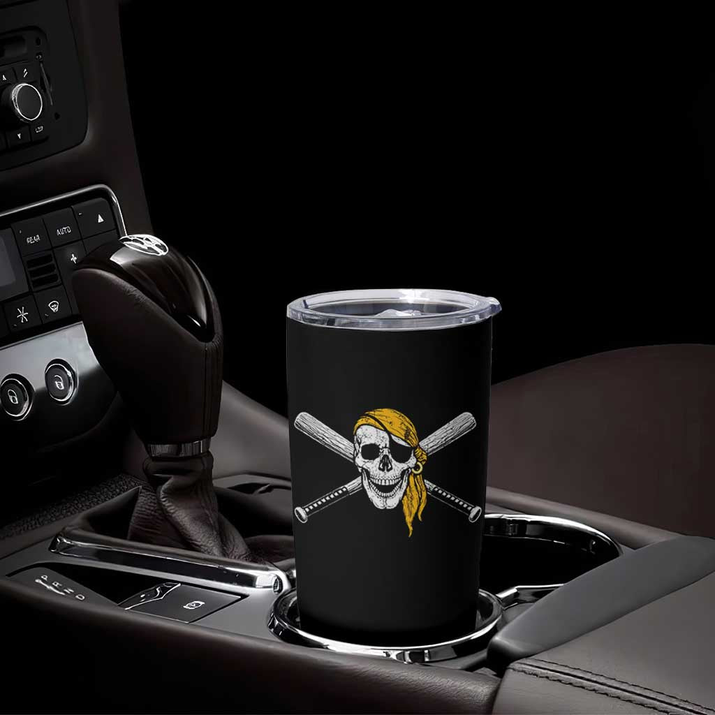 Baseball Pirate Skull Tumbler Cup Retro Vintage Cross Baseball Bats
