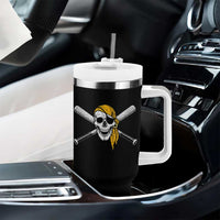 Baseball Pirate Skull Tumbler With Handle Retro Vintage Cross Baseball Bats