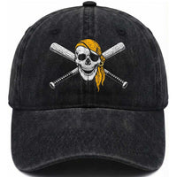 Baseball Pirate Skull Washed Cotton Baseball Cap Retro Vintage Cross Baseball Bats