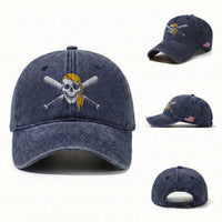 Baseball Pirate Skull Washed Cotton Baseball Cap Retro Vintage Cross Baseball Bats