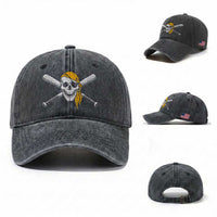 Baseball Pirate Skull Washed Cotton Baseball Cap Retro Vintage Cross Baseball Bats