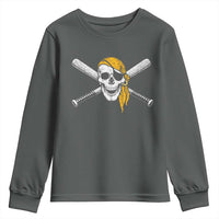 Baseball Pirate Skull Youth Sweatshirt Retro Vintage Cross Baseball Bats