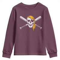 Baseball Pirate Skull Youth Sweatshirt Retro Vintage Cross Baseball Bats