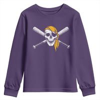 Baseball Pirate Skull Youth Sweatshirt Retro Vintage Cross Baseball Bats
