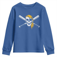 Baseball Pirate Skull Youth Sweatshirt Retro Vintage Cross Baseball Bats