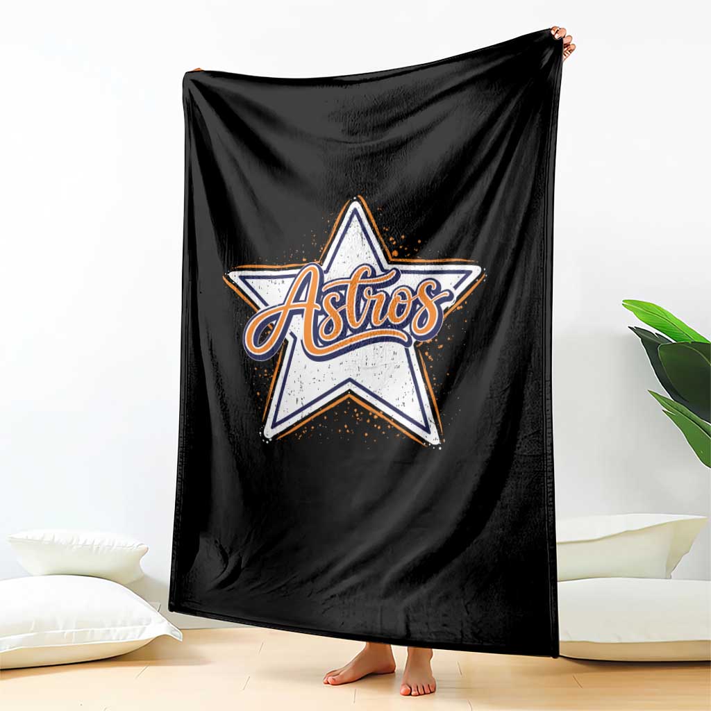 Vintage Astro Script Name Sports Style Throw Blanket Retro Baseball Fans