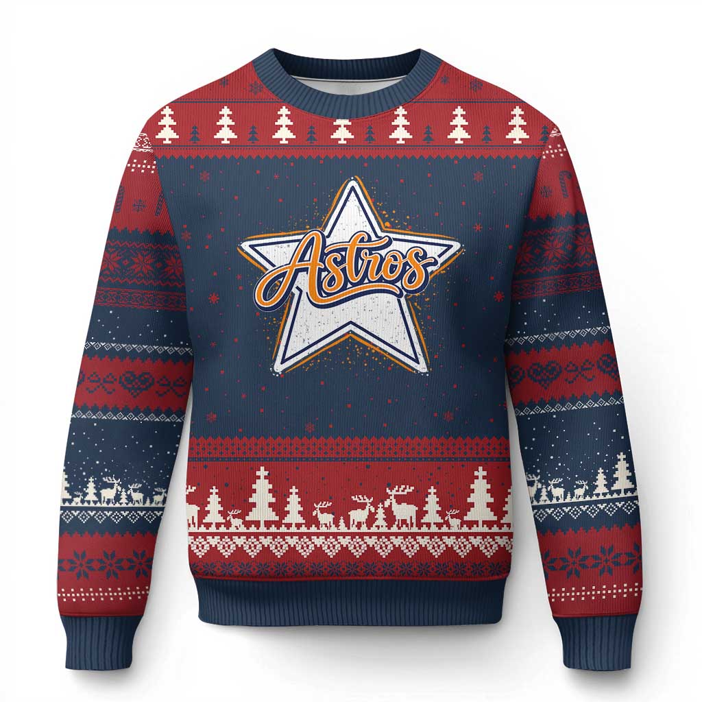 Vintage Astro Script Name Sports Style Ugly Christmas Sweater Retro Baseball Fans