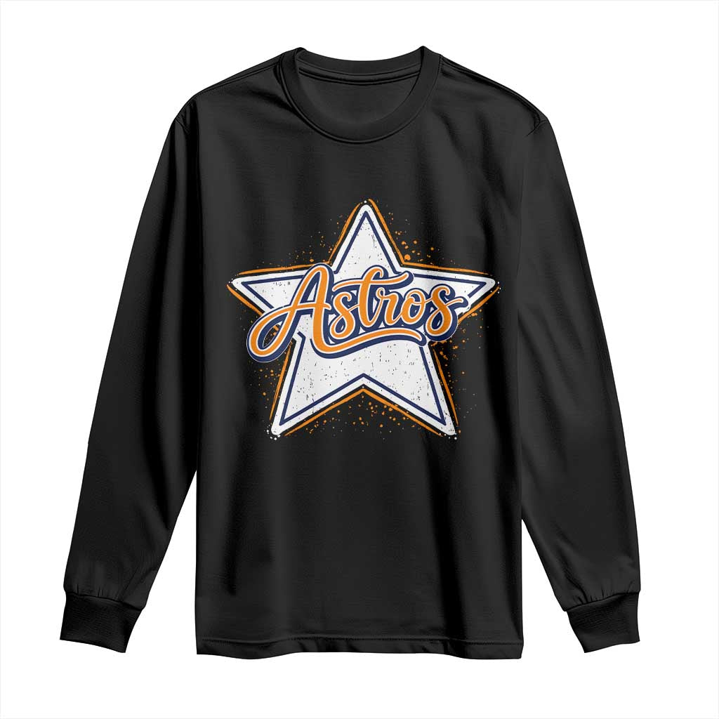 Vintage Astro Script Name Sports Style Long Sleeve Shirt Retro Baseball Fans