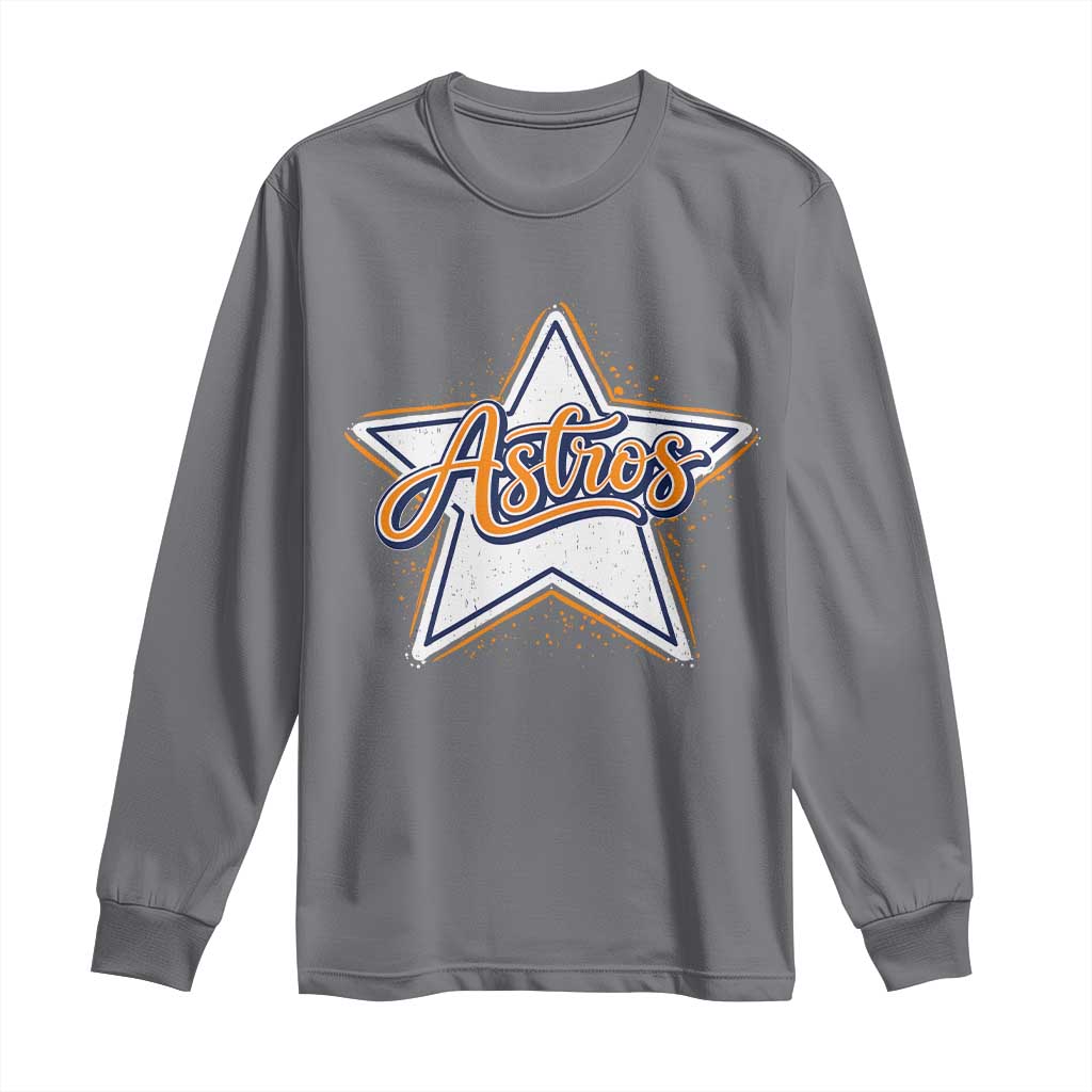 Vintage Astro Script Name Sports Style Long Sleeve Shirt Retro Baseball Fans
