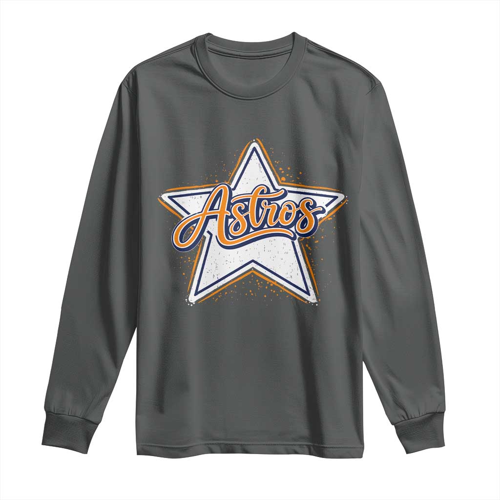 Vintage Astro Script Name Sports Style Long Sleeve Shirt Retro Baseball Fans