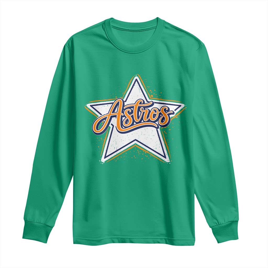 Vintage Astro Script Name Sports Style Long Sleeve Shirt Retro Baseball Fans