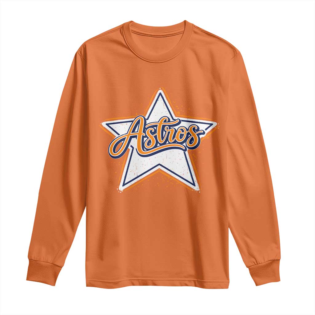 Vintage Astro Script Name Sports Style Long Sleeve Shirt Retro Baseball Fans