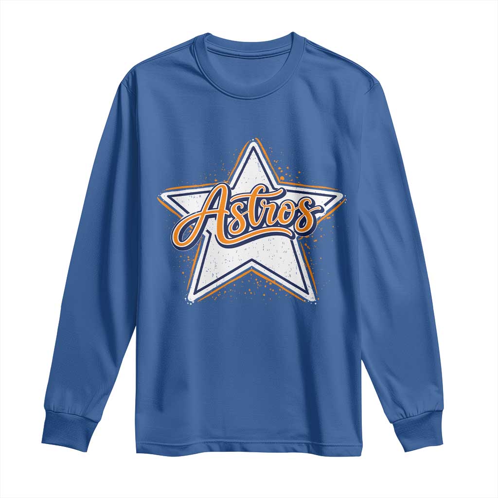 Vintage Astro Script Name Sports Style Long Sleeve Shirt Retro Baseball Fans