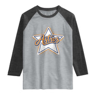 Vintage Astro Script Name Sports Style Raglan Shirt Retro Baseball Fans