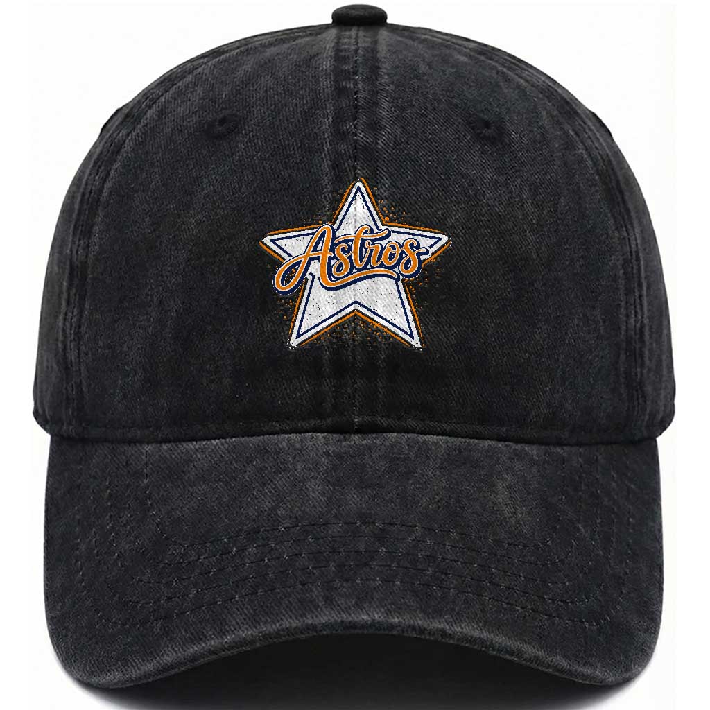 Vintage Astro Script Name Sports Style Washed Cotton Baseball Cap Retro Baseball Fans
