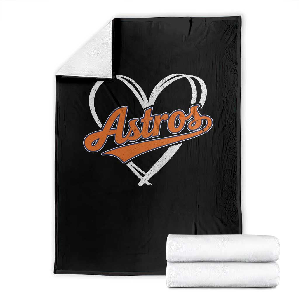 Vintage Astro Name Sports Style Throw Blanket Varsity Script Vintage Baseball Heart Graphic