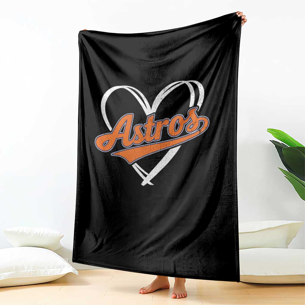 Vintage Astro Name Sports Style Throw Blanket Varsity Script Vintage Baseball Heart Graphic