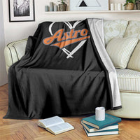 Vintage Astro Name Sports Style Throw Blanket Varsity Script Vintage Baseball Heart Graphic