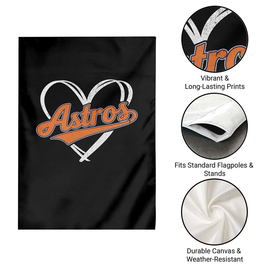 Vintage Astro Name Sports Style Garden Flag Varsity Script Vintage Baseball Heart Graphic