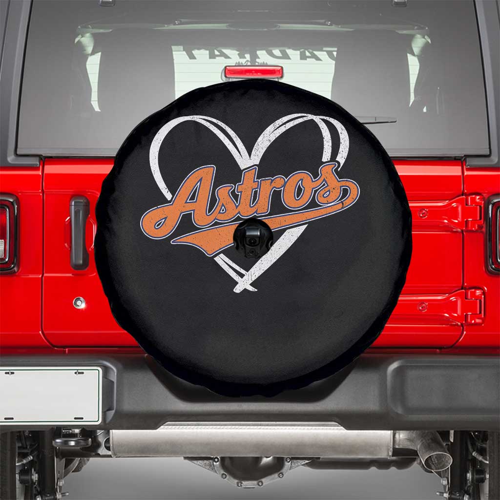 Vintage Astro Name Sports Style Spare Tire Cover Varsity Script Vintage Baseball Heart Graphic