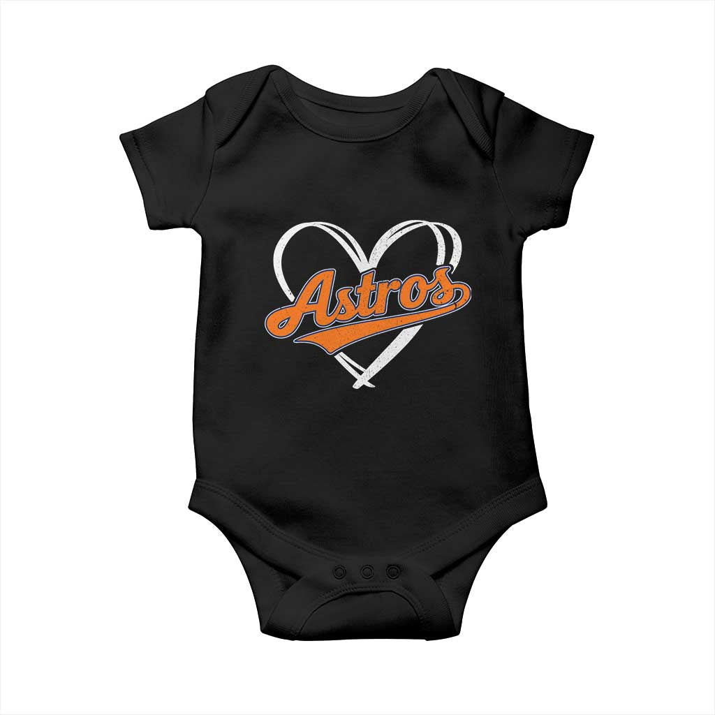 Vintage Astro Name Sports Style Baby Onesie Varsity Script Vintage Baseball Heart Graphic