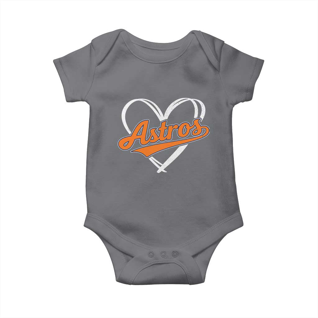 Vintage Astro Name Sports Style Baby Onesie Varsity Script Vintage Baseball Heart Graphic