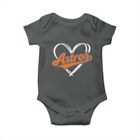 Vintage Astro Name Sports Style Baby Onesie Varsity Script Vintage Baseball Heart Graphic