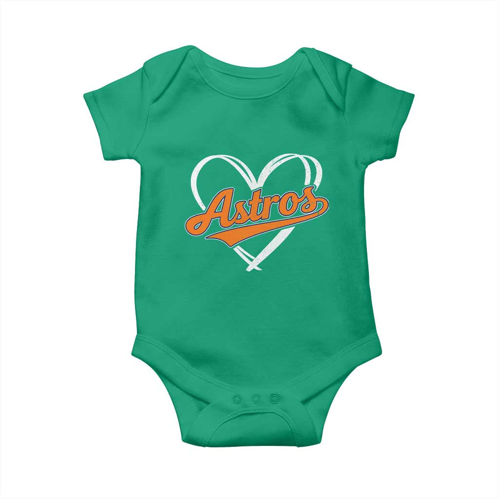 Vintage Astro Name Sports Style Baby Onesie Varsity Script Vintage Baseball Heart Graphic