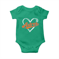 Vintage Astro Name Sports Style Baby Onesie Varsity Script Vintage Baseball Heart Graphic